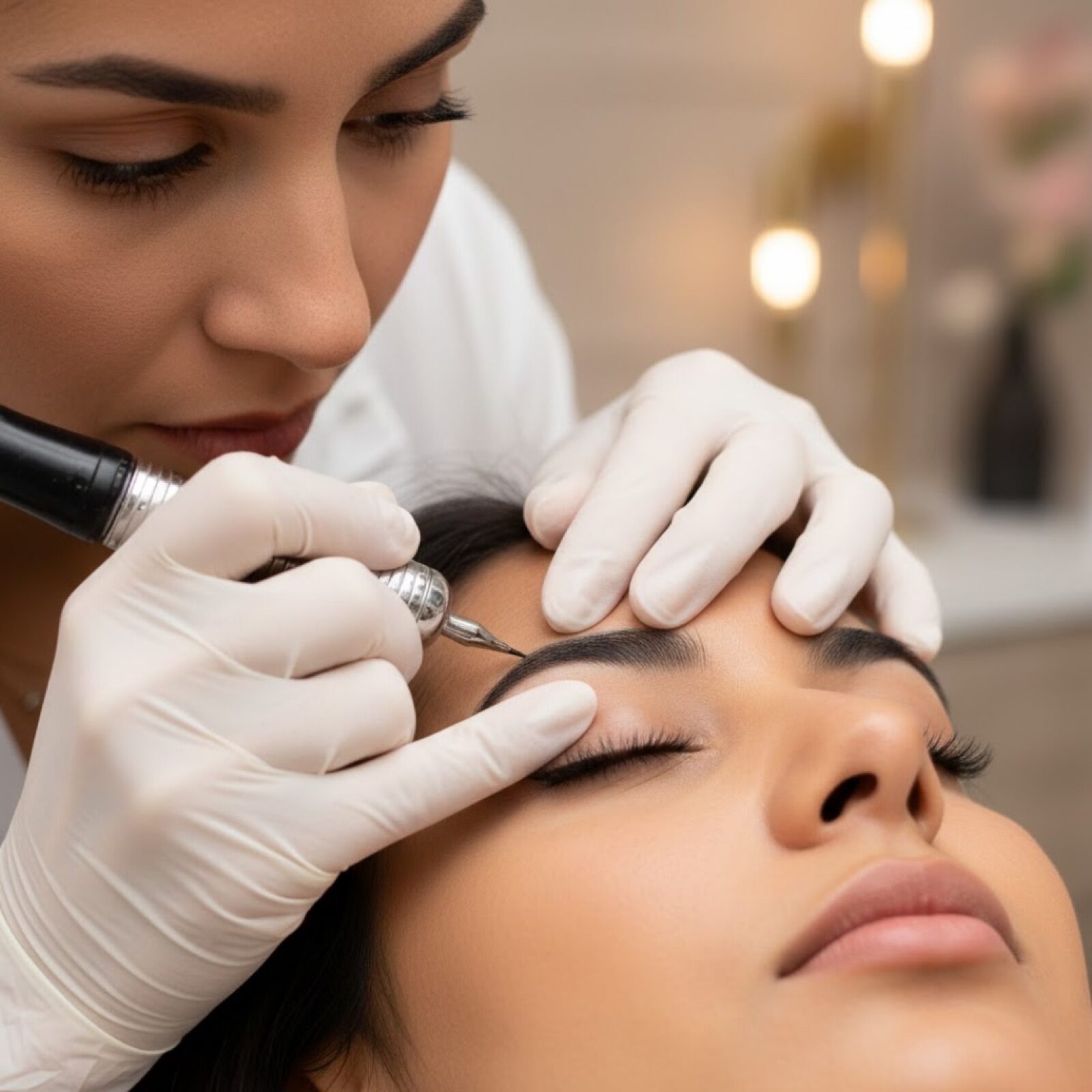Before and after eyebrow microblading – Indian woman